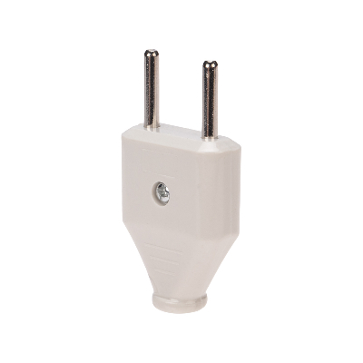 Вилка прямая без з/к 6А плоская белая