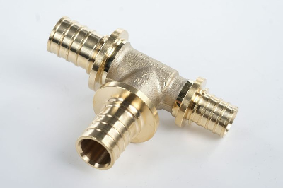 Тройник 25х25х20 переходной, аксиальный, латунь DZR