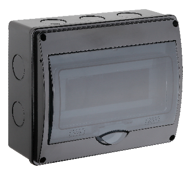 Щиток распределительный навесной на 10 модулей с дверцей черный IP66 (ЩРн-П-10)