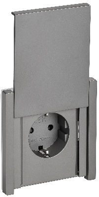 FORTE&PIANO Розетка 1-местная с заземлением с защитными шторками и крышкой безвинтовое крепление 16А IP44 FP519 сталь IEK