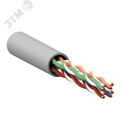 Кабель витая пара TERACOM PRO Cat.5E U/UTP 4 пары solid 24AWG оболочка LSZH нг(А)-HF цвет серый (упак. 305м)