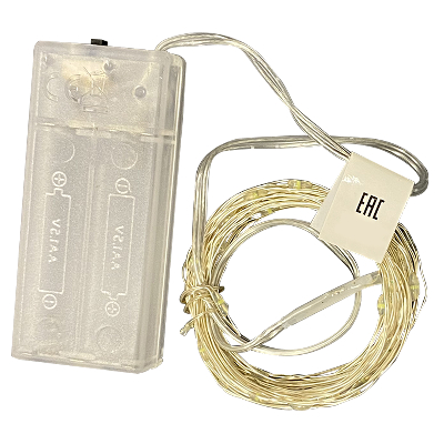 Гирлянда светодиодная на батарейках 2AA не в/к Роса 5 м 50 светодиодов Провод медный