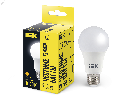 Лампа светодиодная LED 9вт E27 тепло-белый ECO