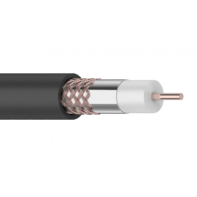 Кабель коаксиальный RG-6U+Cu 75 Ом Cu/Al/Cu 64% OUT черный 100 м